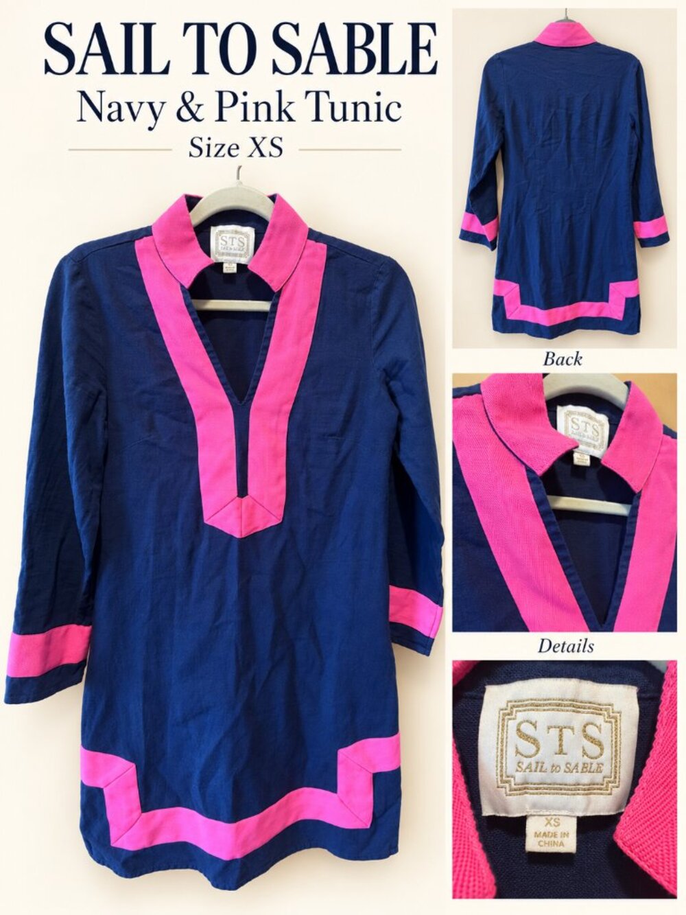 Sail to Sable Navy & Hot Pink Tunic – Size XS